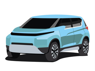 Fototapeta na wymiar SUV blue realistic vector illustration isolated