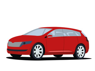 Fototapeta na wymiar Minivan red realistic vector illustration isolated