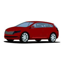 Minivan red realistic vector illustration isolated