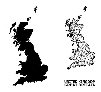 Solid and Mesh Map of Great Britain