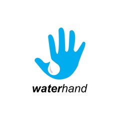 water and hand logo design vector template
