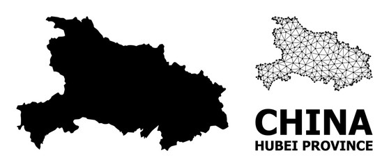 Obraz premium Solid and Carcass Map of Hubei Province