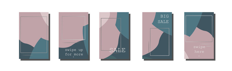Design backgrounds for social media banner.Set of instagram stories and post frame templates.Vector cover. Mockup for personal blog or shop.Layout for promotion, sale.