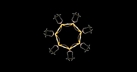 Bright colored abstract background kaleidoscope closeup of the fiery flower