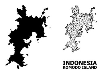 Solid and Wire Frame Map of Komodo Island