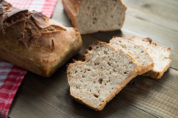 tasty bread baked at home, healthy homemade bread, bio ingredients