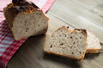 tasty bread baked at home, healthy homemade bread, bio ingredients