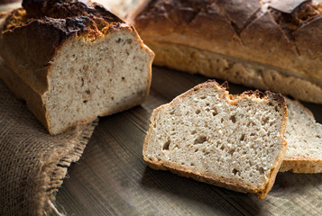 tasty bread baked at home, healthy homemade bread, bio ingredients