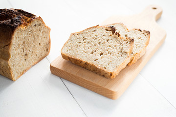 tasty bread baked at home, healthy homemade bread, bio ingredients