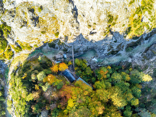 Aerial view in the Oetschergraeben in autumn, Lower Austria