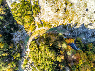 Aerial view in the Oetschergraeben in autumn, Lower Austria