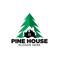 pine house logo template, pine house vector