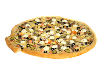 fresh pizza isolated on white background