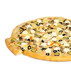 fresh pizza isolated on white background