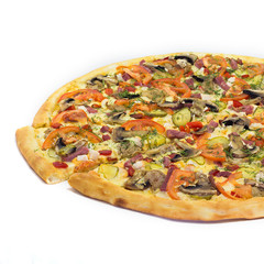 fresh pizza isolated on white background