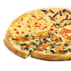 fresh pizza isolated on white background