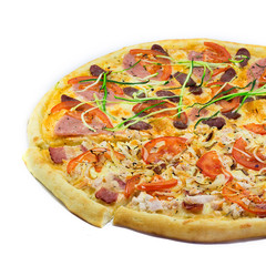 fresh pizza isolated on white background