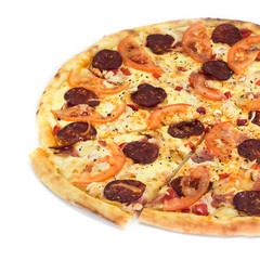 fresh pizza isolated on white background