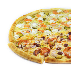 fresh pizza isolated on white background