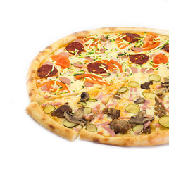 fresh pizza isolated on white background