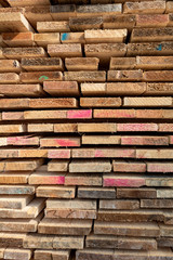 rhythmic composition of stacked wooden planks