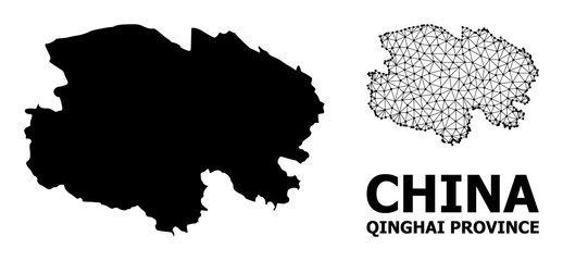 Obraz premium Solid and Mesh Map of Qinghai Province