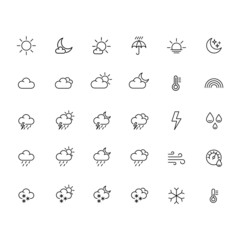 Weather line thin icons collection set. Vector illustration eps10.