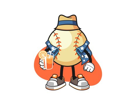 Baseball vacation cartoon. Mascot Character vector.