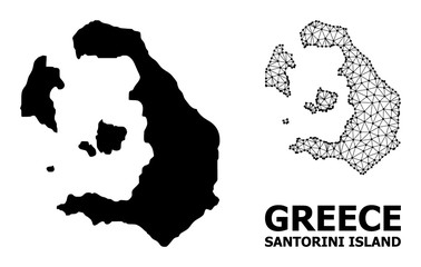 Solid and Mesh Map of Santorini Island - obrazy, fototapety, plakaty