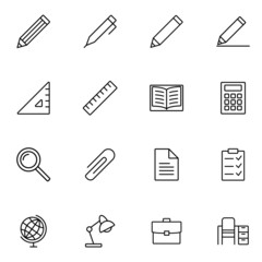 chancery office set line icons on white background