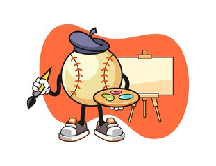 Baseball artist cartoon. Mascot Character vector.