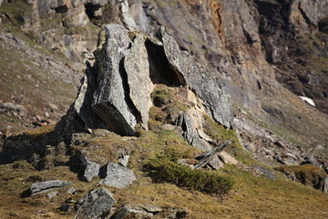 Rock formations in the valley Karkevagge in northern Sweden