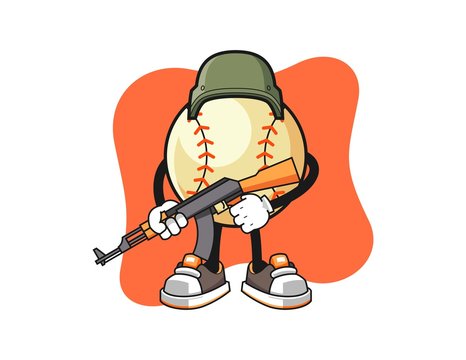 Baseball soldier cartoon. Mascot Character vector.