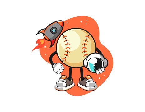 Baseball astronaut cartoon cartoon. Mascot Character vector.