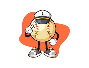 Baseball ship master cartoon. Mascot Character vector.