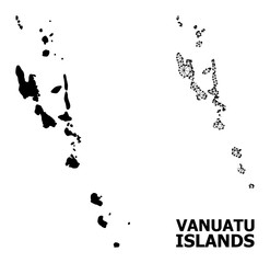 Solid and Wire Frame Map of Vanuatu Islands