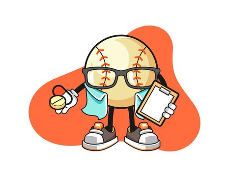 Baseball pharmacist cartoon. Mascot Character vector.