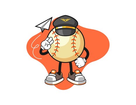 Baseball pilot cartoon. Mascot Character vector.