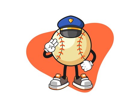 Baseball police officer cartoon. Mascot Character vector.