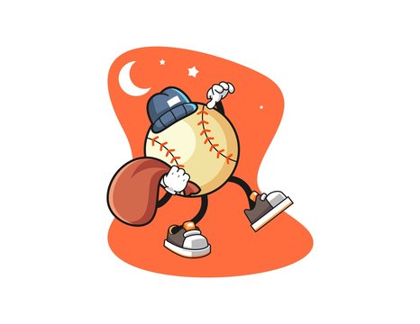 Baseball thief cartoon. Mascot Character vector.