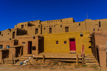 Adobe buildings in a pueblo