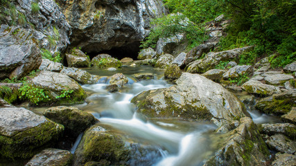 Naklejka na ściany i meble Water stream from Padis, a mountain place from Apuseni Natural Park, from Romania