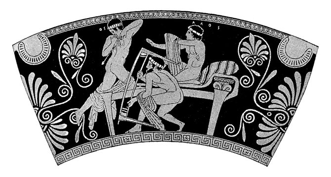 Ulysses Suitors vintage illustration.