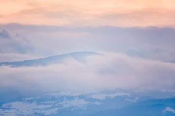 Fototapeta na wymiar Ethereal landscape of apuseni mountains from Romnaia