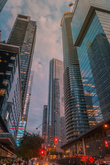 TORONTO, ONTARIO / CANADA - SEPTEMBER 20 2019: Toronto downtown. Evening