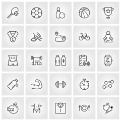 Thin line icons set of fitness, sport icons collection. Vector illustrarion eps10.