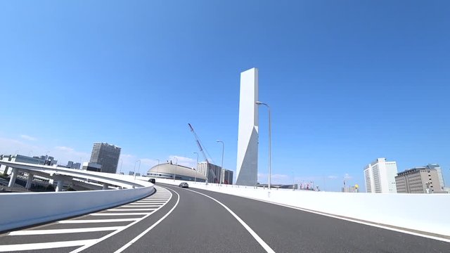 首都高速道路 レインボーブリッジ  台場地区周辺（移動映像）東京都港区　日本