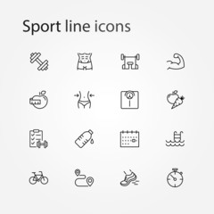 Thin line icons set of fitness, sport icons collection. Vector illustrarion eps10.