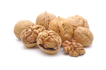 Walnut isolated on white background. Selective focus.
