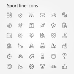 Thin line icons set of fitness, sport icons collection. Vector illustrarion eps10.